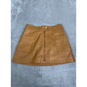 Free People Faux Leather Mini Skirt Women's Size 2 Beige